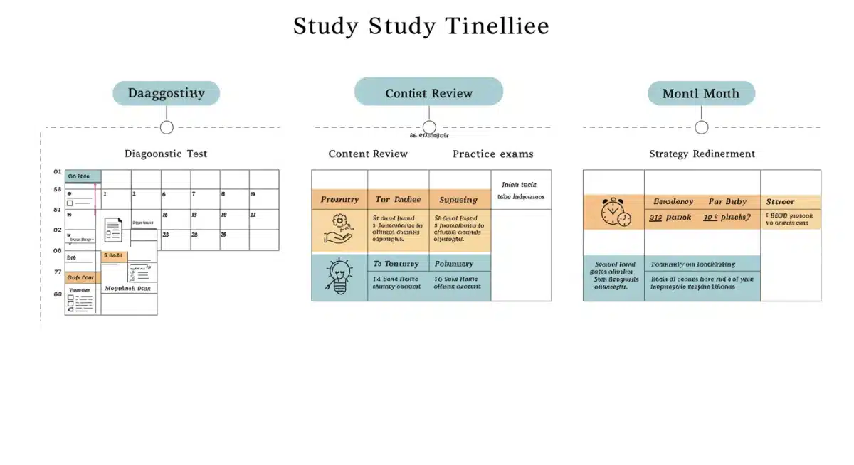 Visual timeline illustrating a 3-month standardized test preparation plan