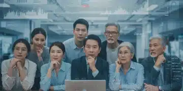 People reviewing retirement plans and financial data on a screen, representing the impact of the SECURE 2.0 Act on 401(k)s in 2025.