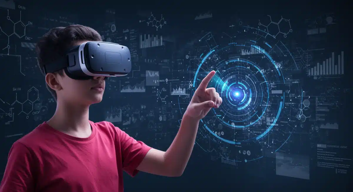 Student experiencing virtual reality for immersive learning