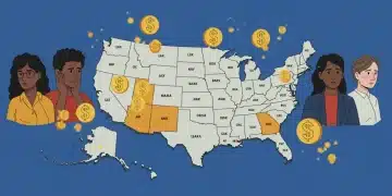 Illustration of unemployment benefits comparison across US states in 2025