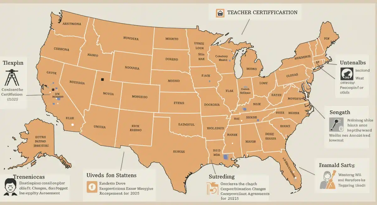 Map of US states showing diverse teacher certification changes 2025