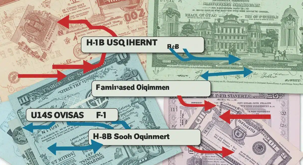 Infographic showing various US visa types and potential policy changes, highlighting new requirements.