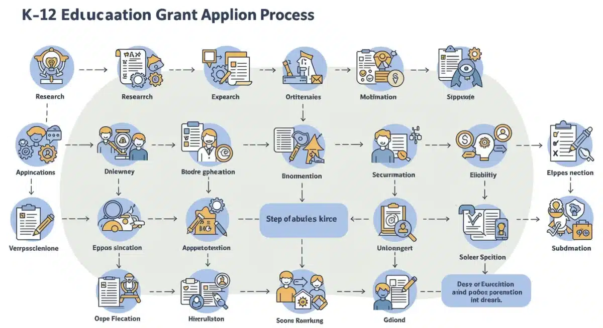 Infographic detailing K-12 educational grant application process steps