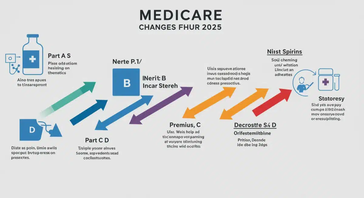 Infographic showing Medicare parts A, B, C, D and 2025 changes