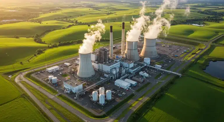 Modern manufacturing plant with advanced environmental controls