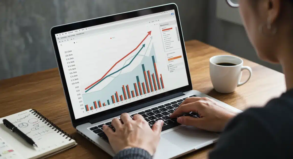 Person analyzing financial charts on laptop, focusing on inflation trends