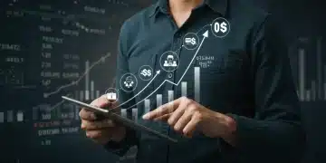 Graph showing an 8% increase in Social Security benefits for 2026, with an individual planning their retirement finances.