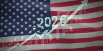 Graphic showing upward economic trends and 2.5% GDP growth projection for the US in 2026.
