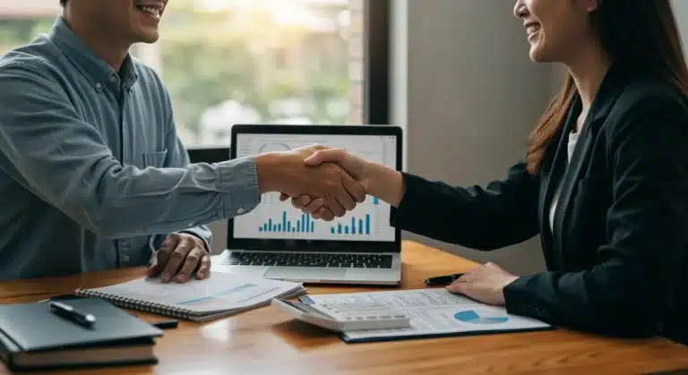 Professionals discuss 401(k) benefits, symbolizing optimized matching contributions for 2026.