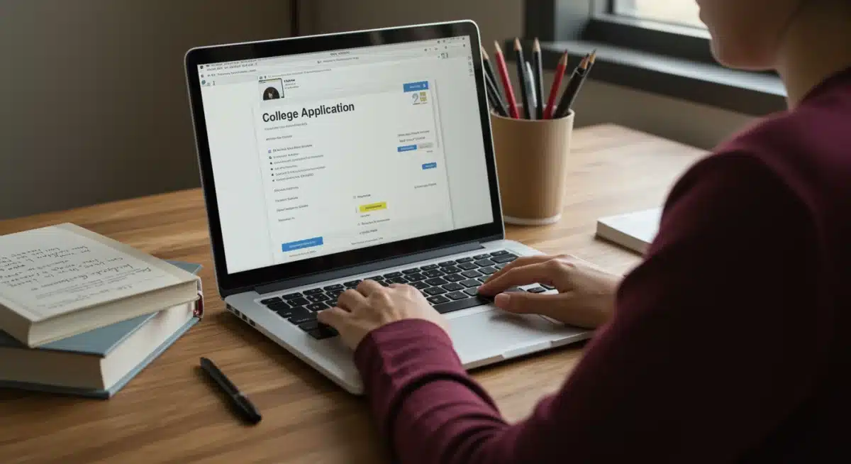 Student researching college applications and academic planning