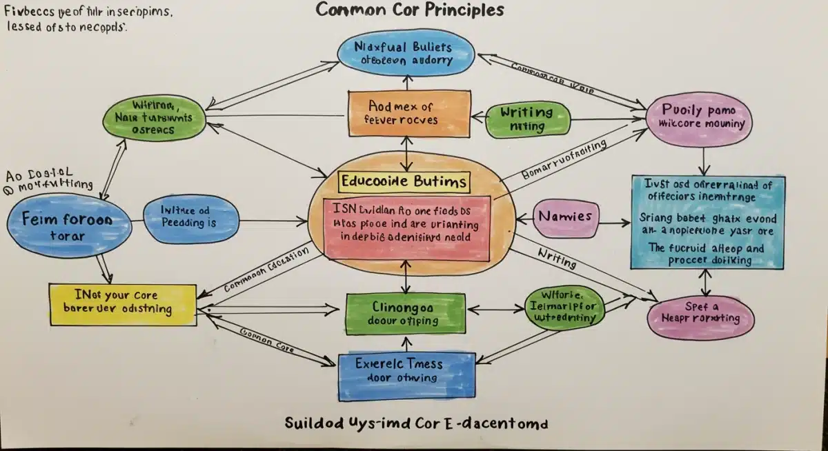 Infographic illustrating the interconnectedness of Common Core subjects and learning progression.
