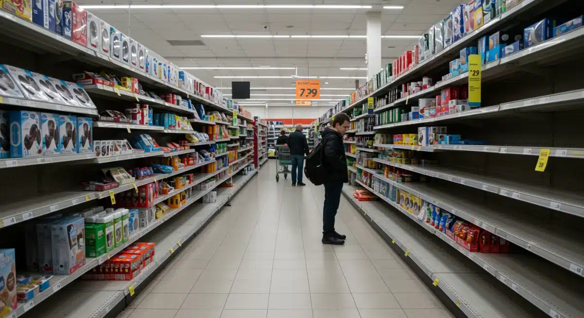 Empty supermarket shelves due to supply chain issues