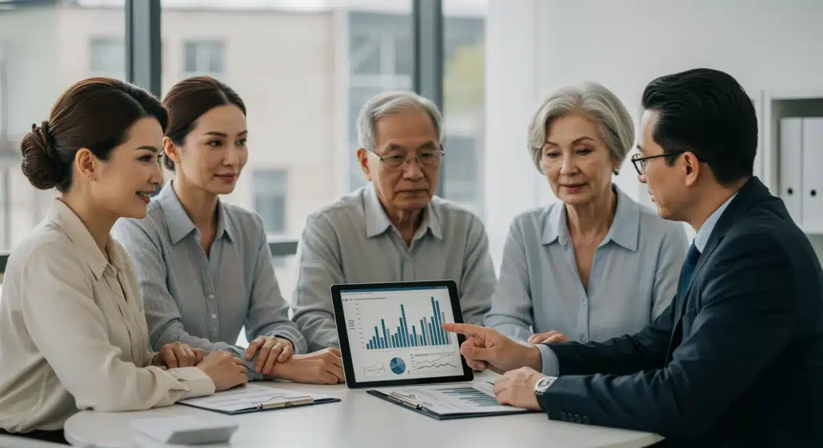 Financial advisor discussing estate planning strategies with clients.