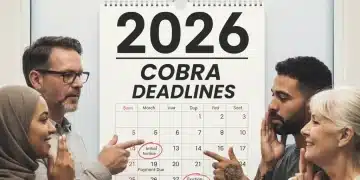 Calendar with 2026 dates circled, symbolizing critical COBRA extension deadlines for health coverage.