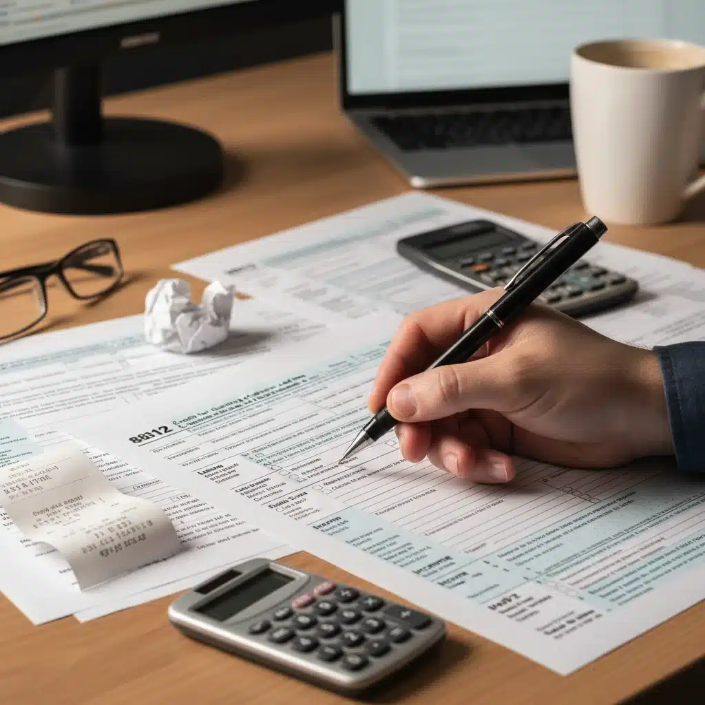 Person filling out tax forms for child tax credit eligibility