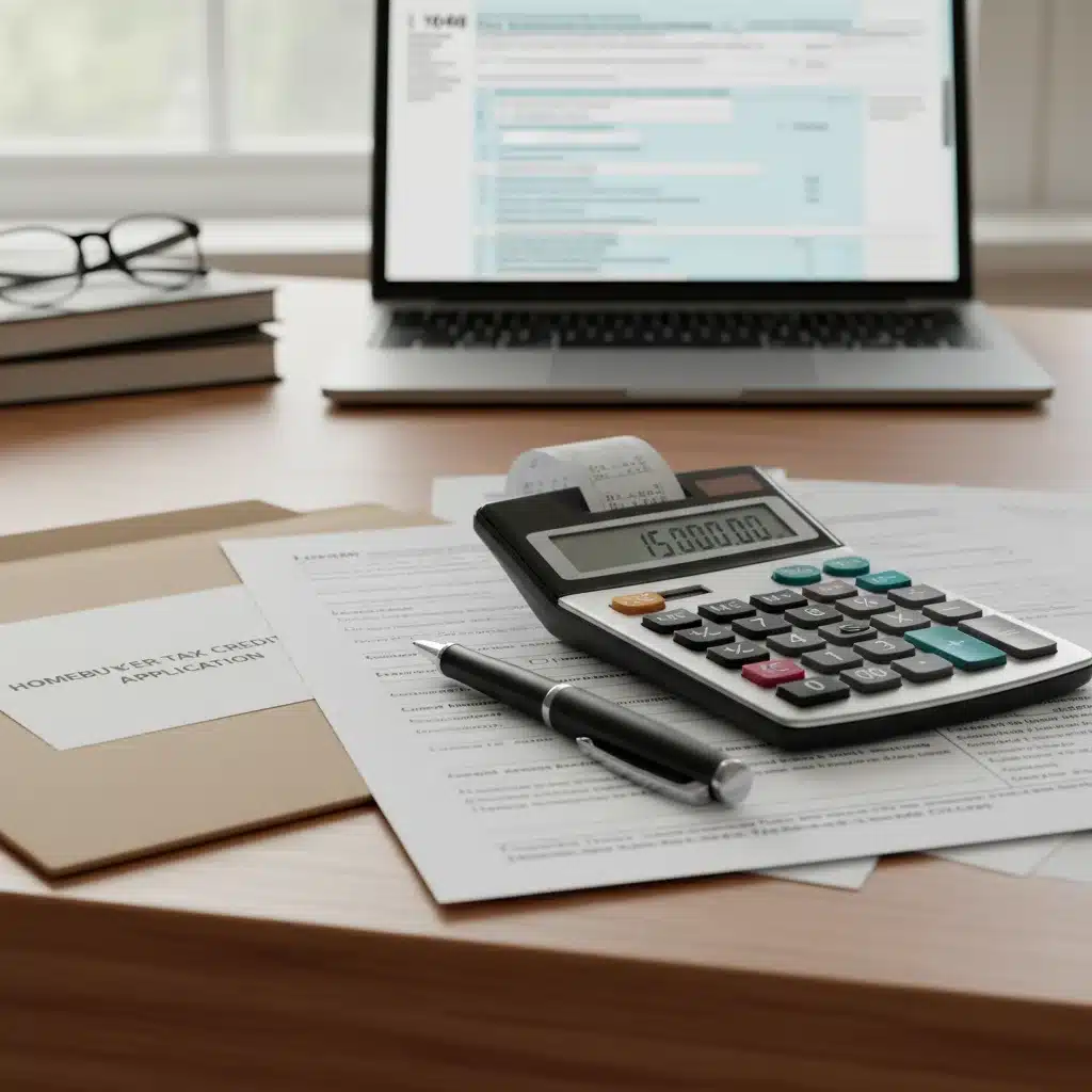 Calculator and financial documents on a desk, symbolizing tax credit planning and application.