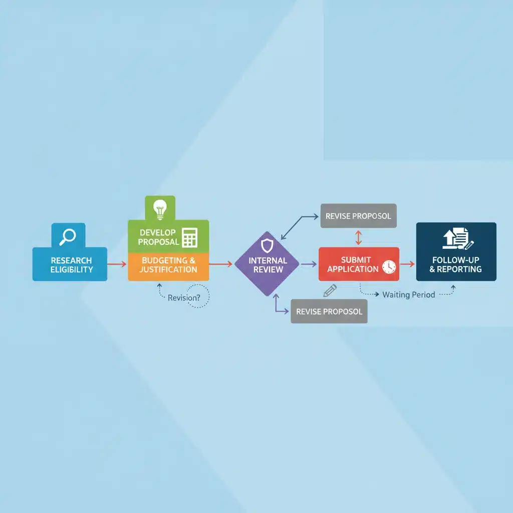 Flowchart illustrating the federal grant application process steps