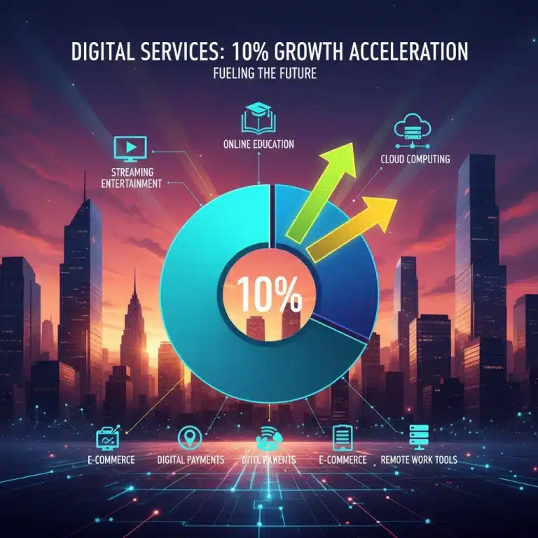 Infographic showing 10% increase in digital services spending in early 2026