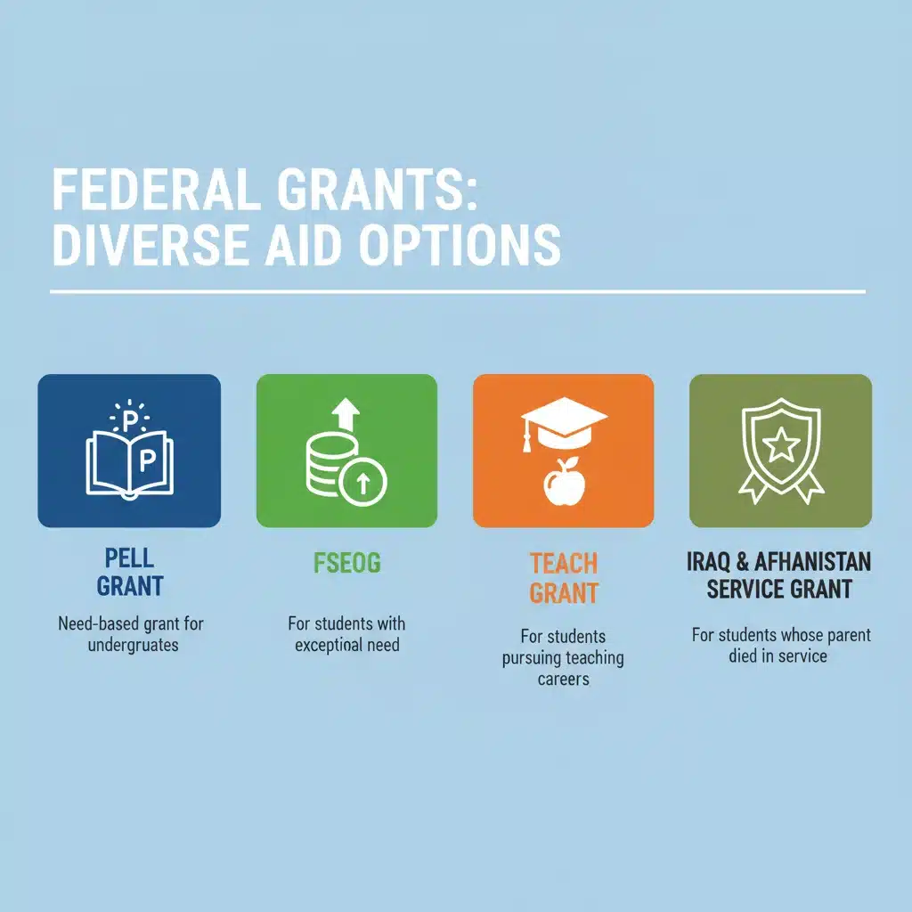 Infographic showing various federal grant types for students