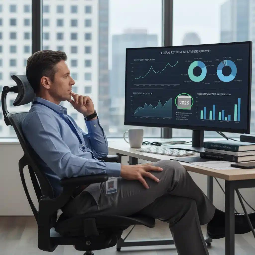 Person analyzing retirement savings and financial planning for 2026 federal benefits