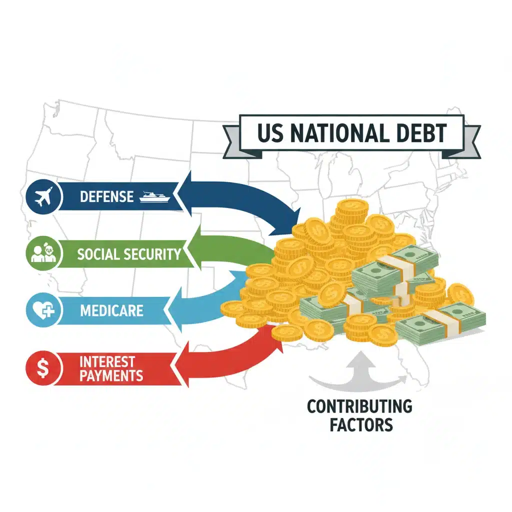 Infographic detailing major categories of US government spending.