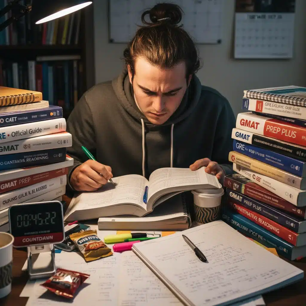 Student studying for graduate school standardized tests like GRE or GMAT