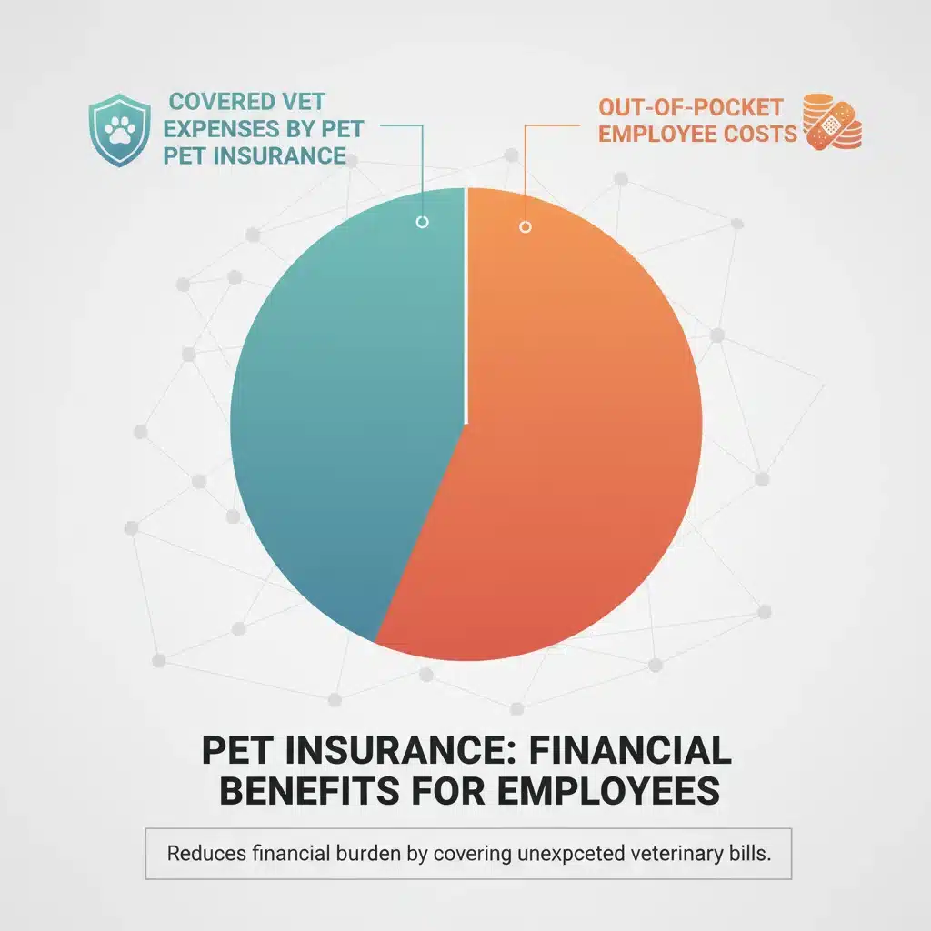 Infographic illustrating financial benefits of pet insurance for employees.