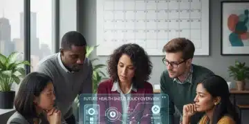 People reviewing COBRA health insurance policy on a tablet, 2026 calendar in background