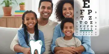 Happy family discussing dental and vision insurance plans for 2026
