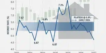 Graph showing 30-year fixed mortgage rate holding steady at 6.8% in early 2026 amidst fluctuating economic indicators.