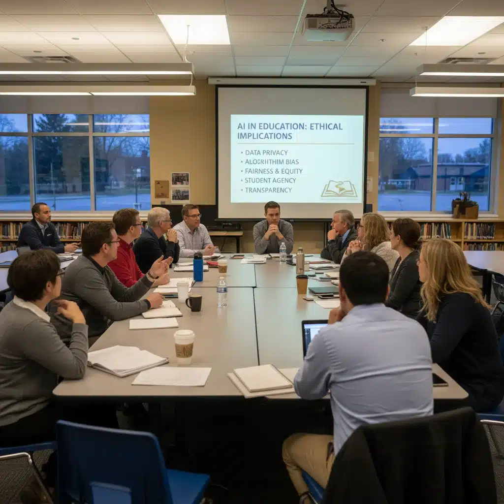 Parents and teachers discussing AI ethics in education