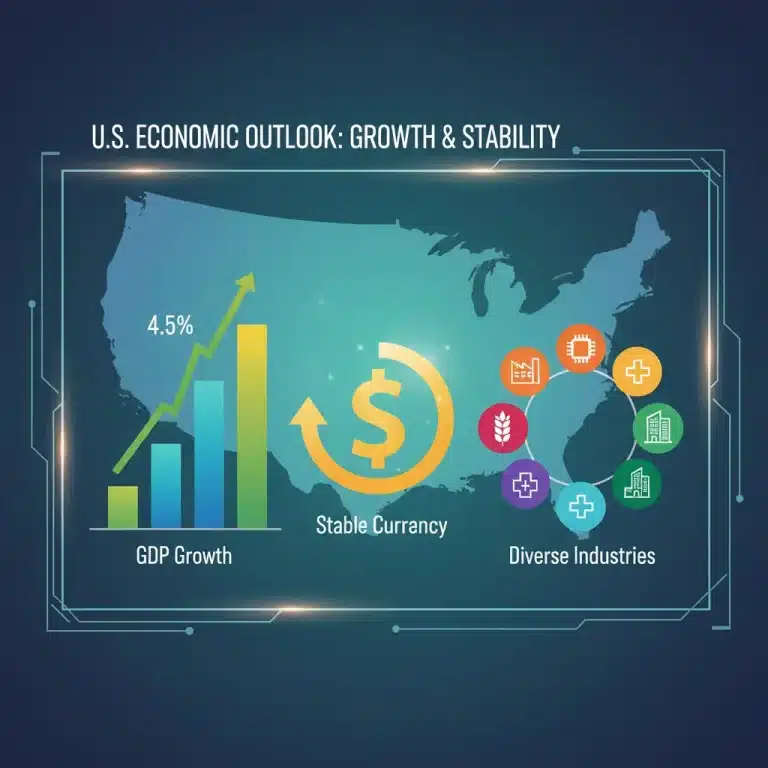 Infographic displaying positive US economic growth projections for 2026.