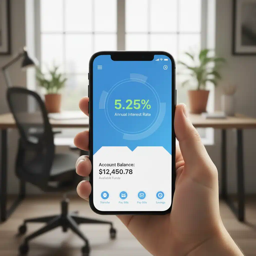 Person checking high-yield savings account balance on a smartphone app