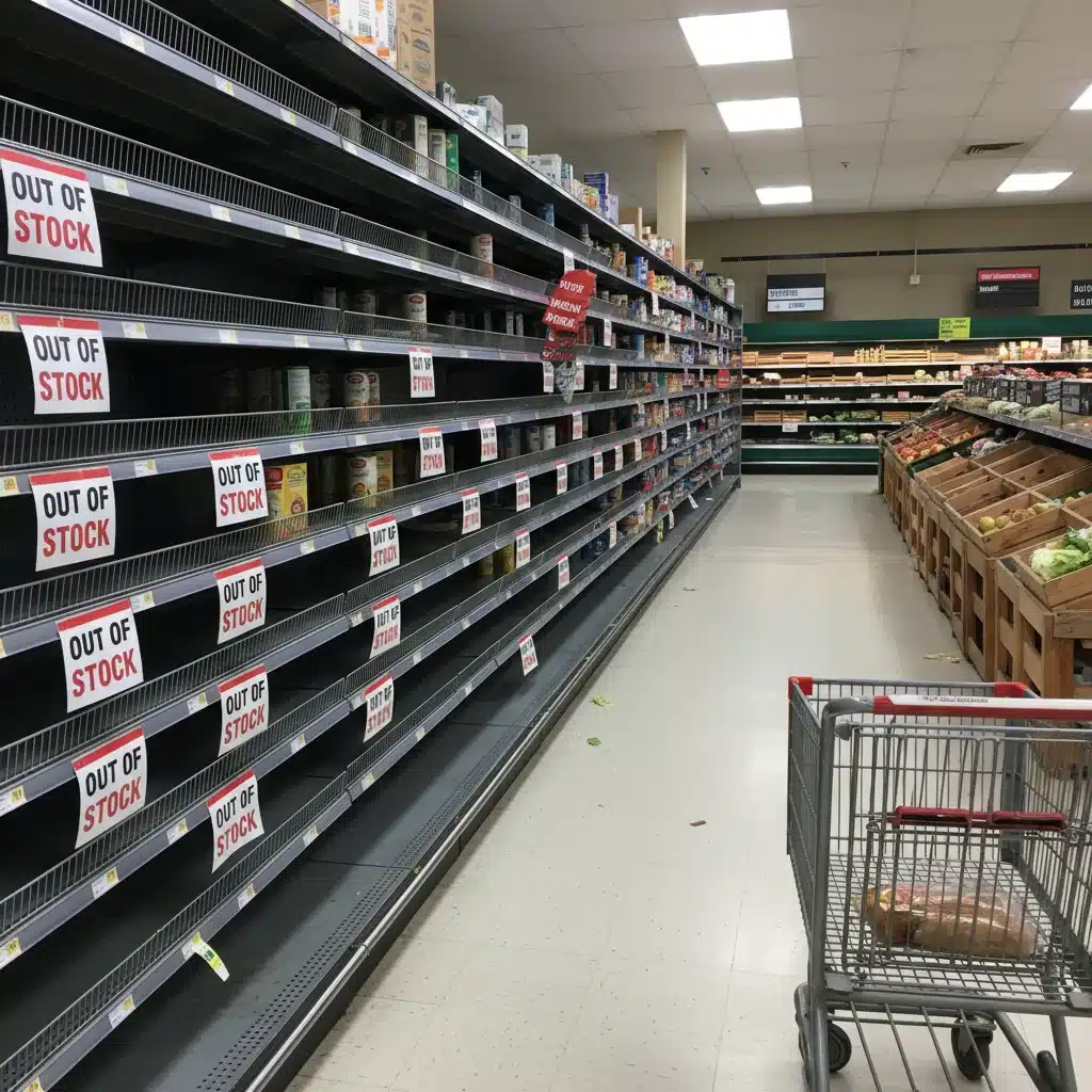 Empty grocery store shelves due to supply chain issues