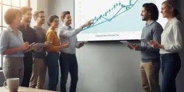 Employees analyzing stock market data for ESPP 2026 strategy
