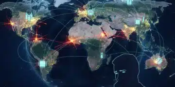 Supply Chain Disruptions: Impact on US Consumers Next 6 Months Global supply chain network with disruptions and worried US consumer