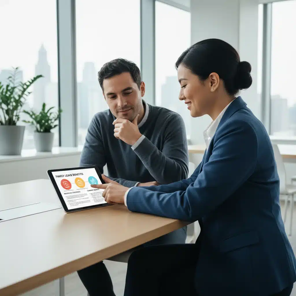 HR explaining family leave benefits to an employee