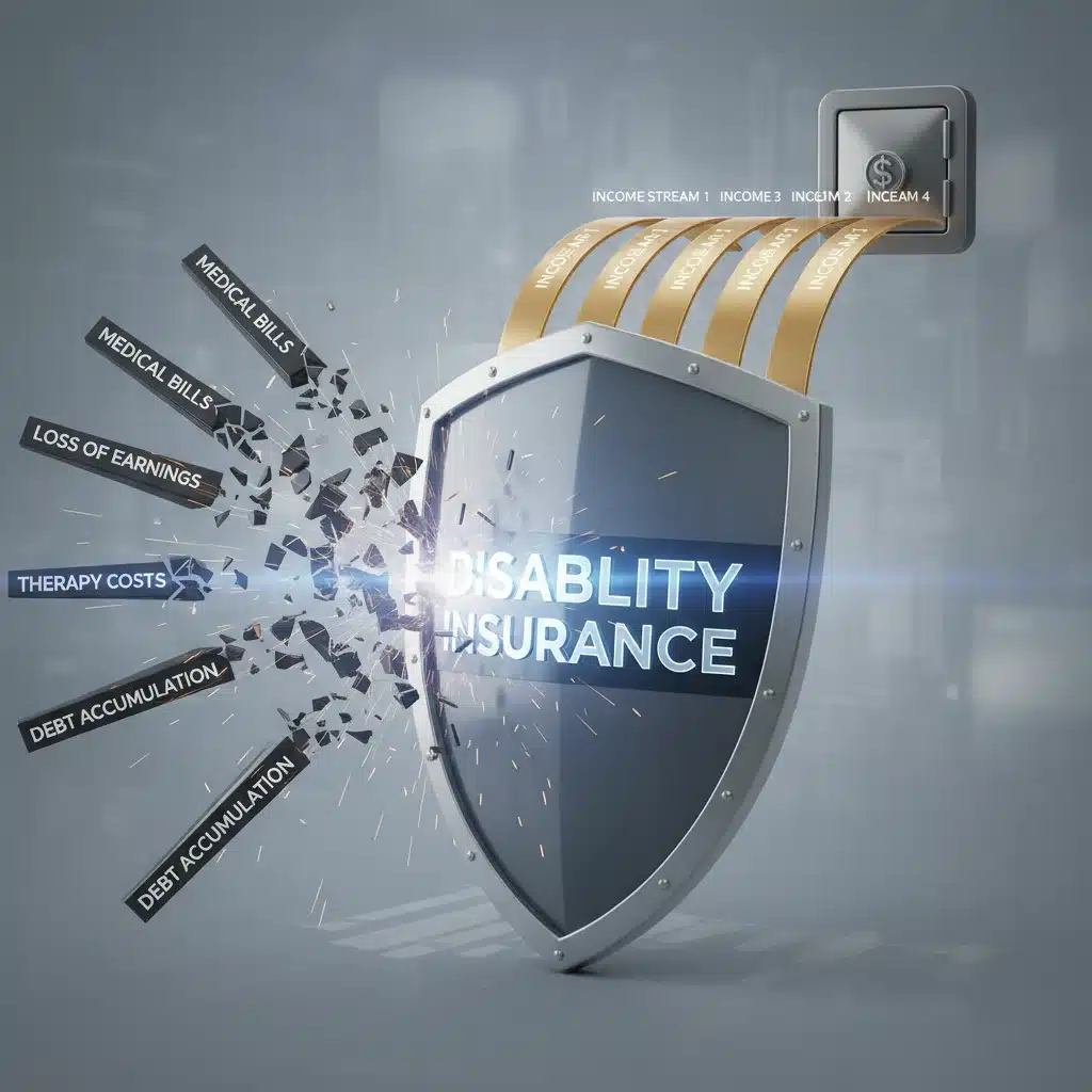 Disability insurance shield protecting income streams