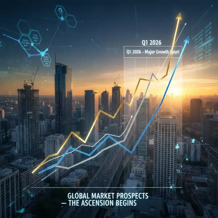 Stock market forecast chart showing Q1 2026 growth projections for key US sectors.