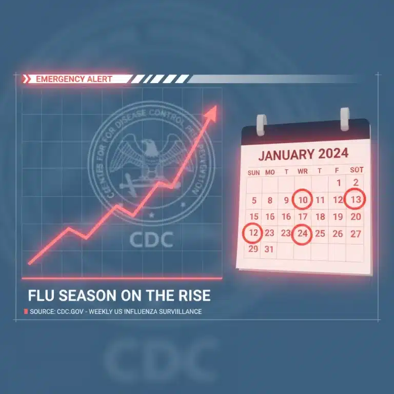 Graph showing a 15% increase in flu cases in January according to CDC report