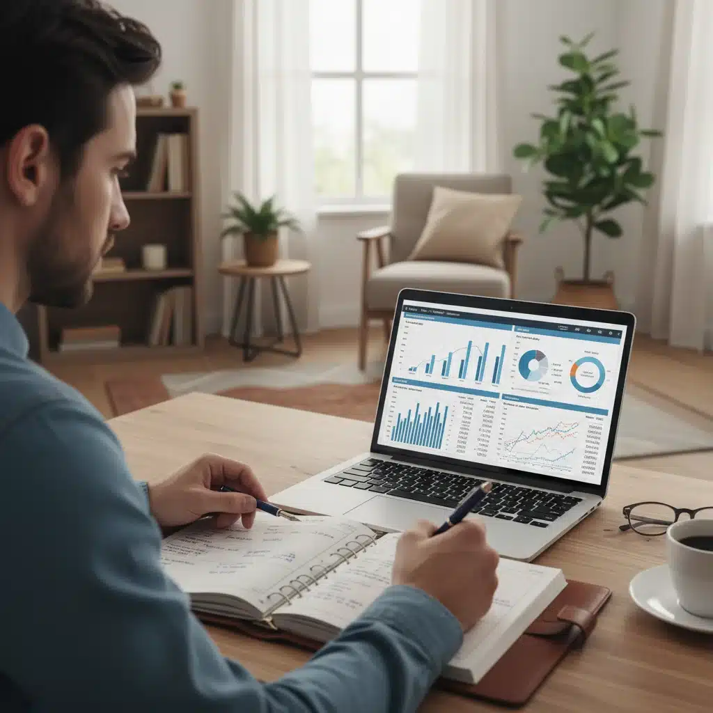 Person analyzing financial charts on laptop, taking notes, symbolizing proactive financial planning for mortgage changes.