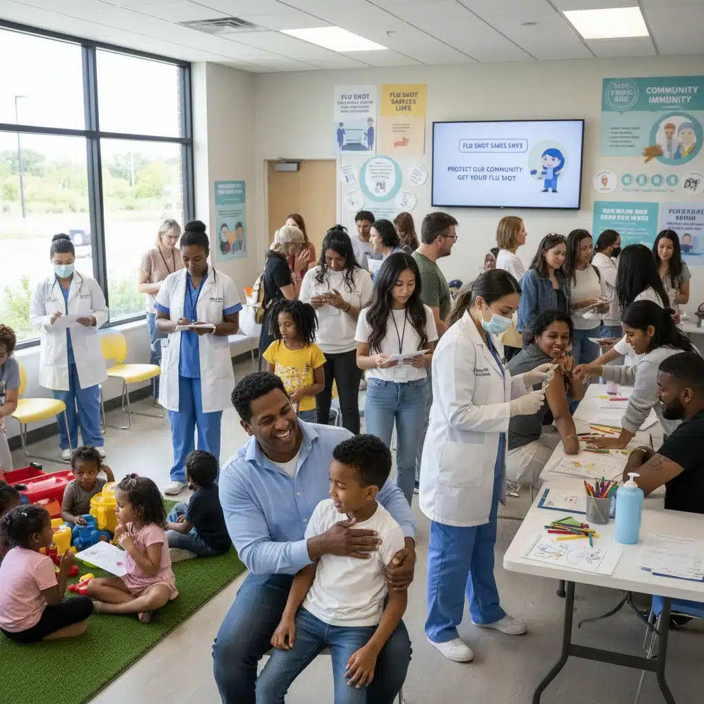 People receiving flu shots for seasonal influenza prevention