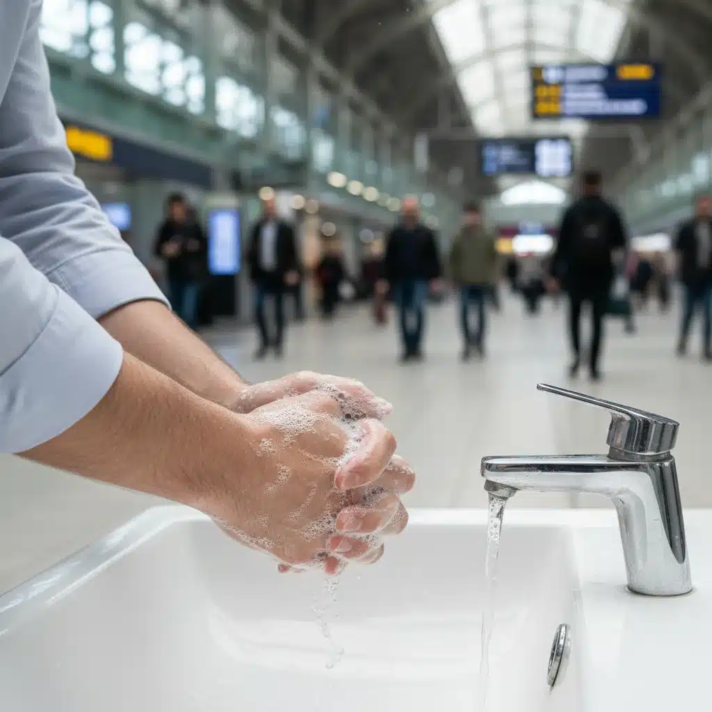 Person meticulously washing hands with soap and water to prevent germ spread