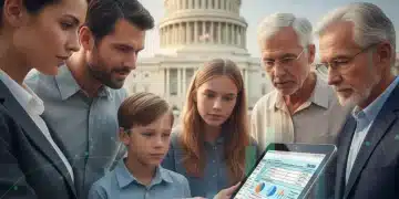 Diverse taxpayers reviewing IRS tax code changes for 2026 on a tablet, symbolizing financial planning.