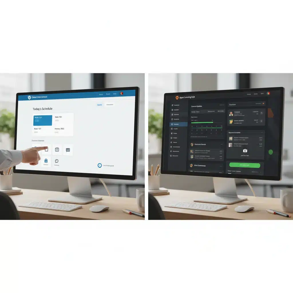 Comparing features of two distinct virtual learning platforms dashboards